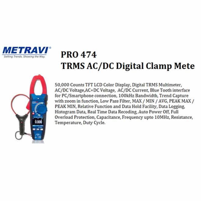 Metravi Pro 474 TRMS AC/DC Digital Clamp Meter