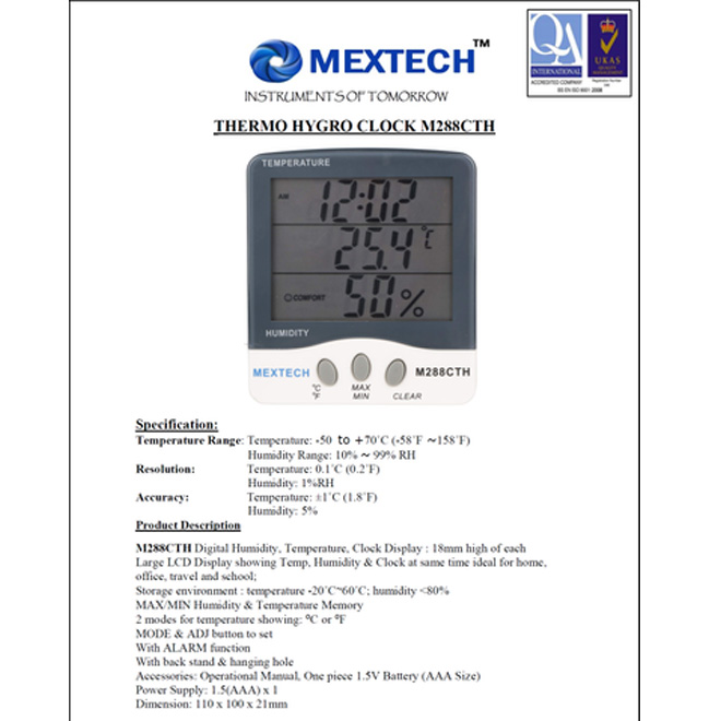 Mextech M288CTH Digital Thermohygrometer